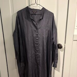 Eileen Fisher Women’s Silk Navy Button-Up Dress